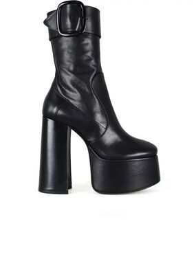 Saint Laurent “Billy” Black Leather Platform Ankle Boots